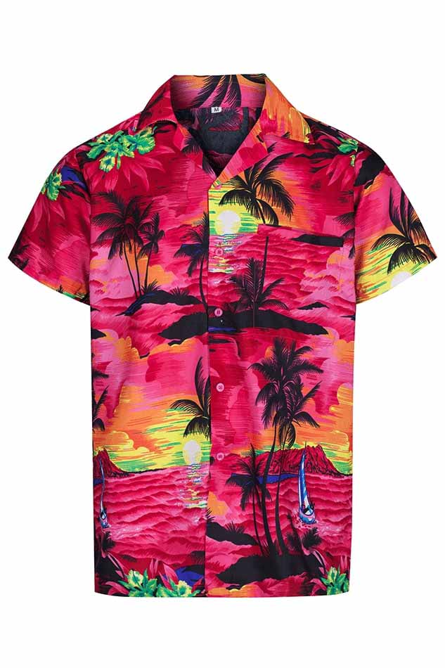 Men’s Dark Red (with Sunset) Hawaiian Shirt - Hawaiian Shirts Online