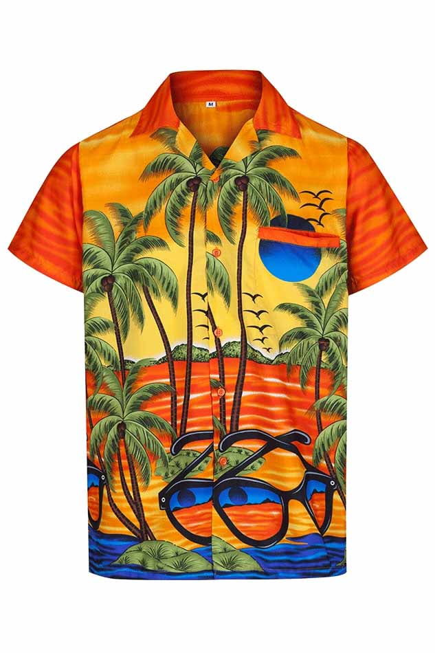 Men's Bright Orange Hawaiian Shirt - Hawaiian Shirts Online